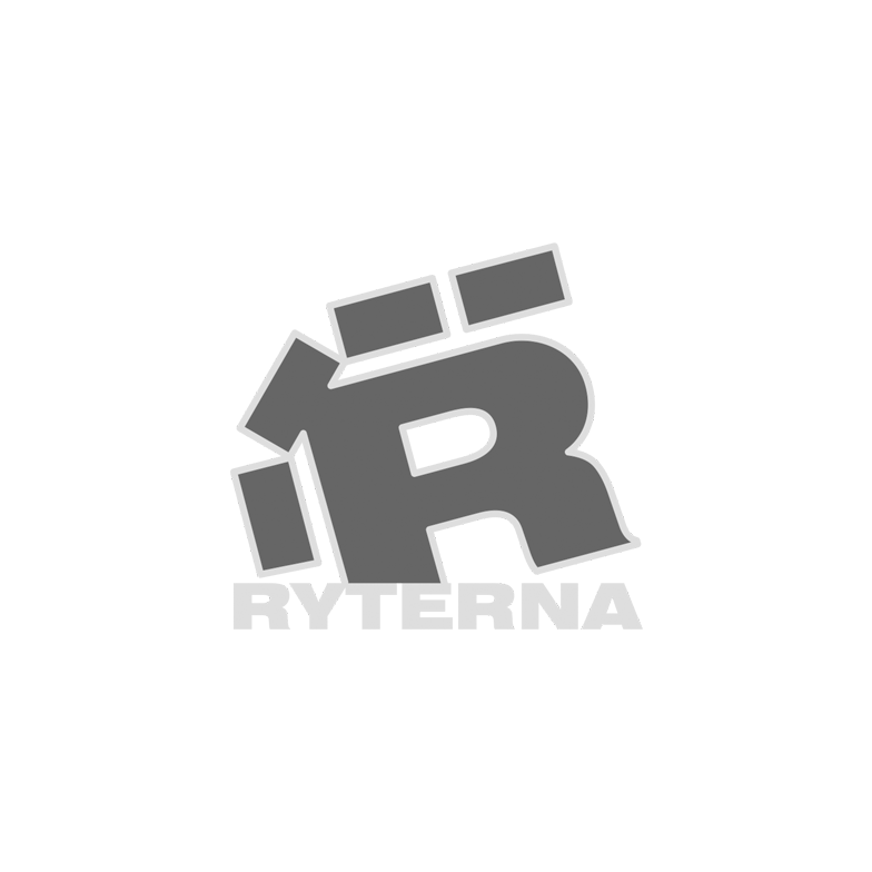 Logo von Ryterna mit stilisiertem "R" in Grautönen.