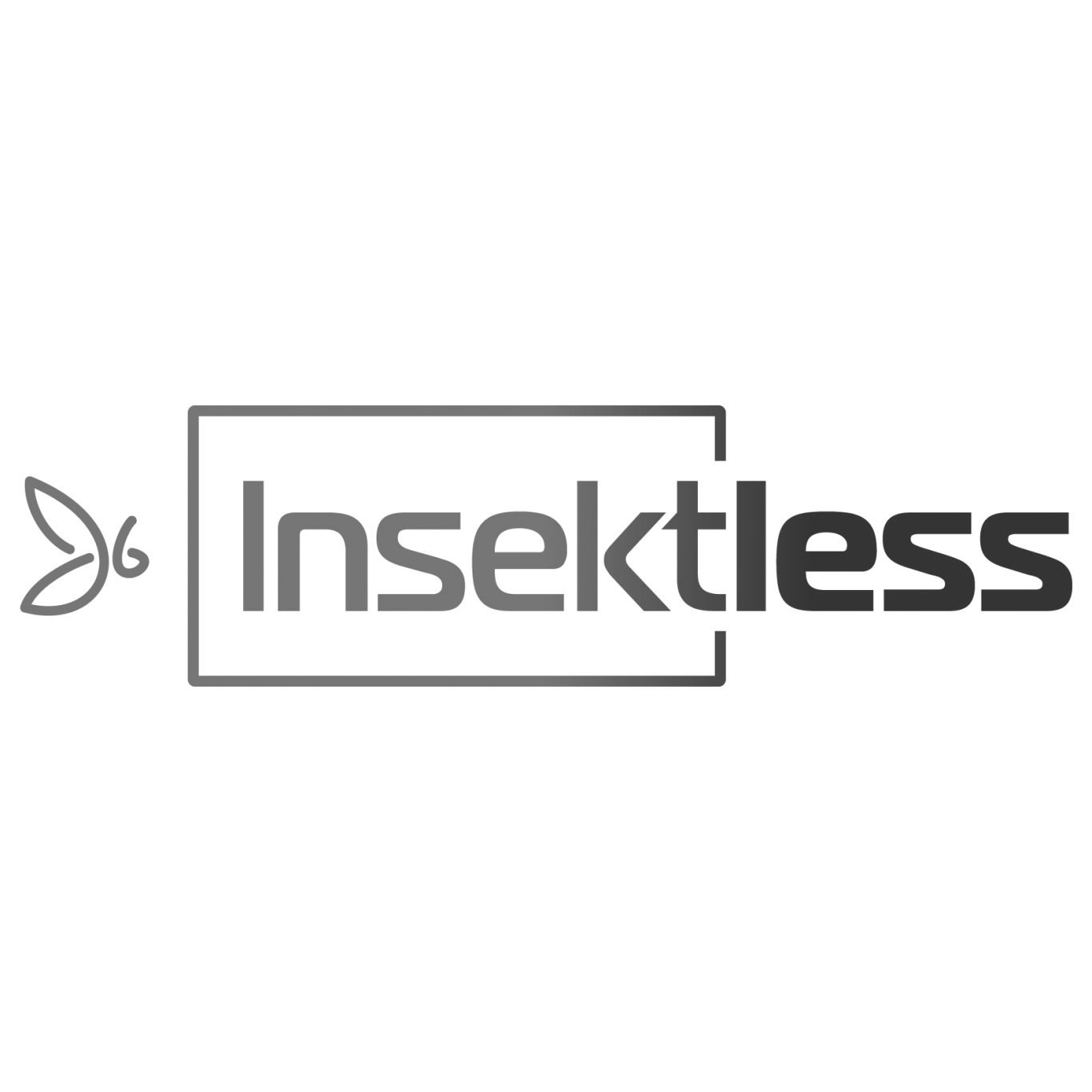 Logo von Insektless mit einem stilisierten Schmetterling und modernem Schriftzug.